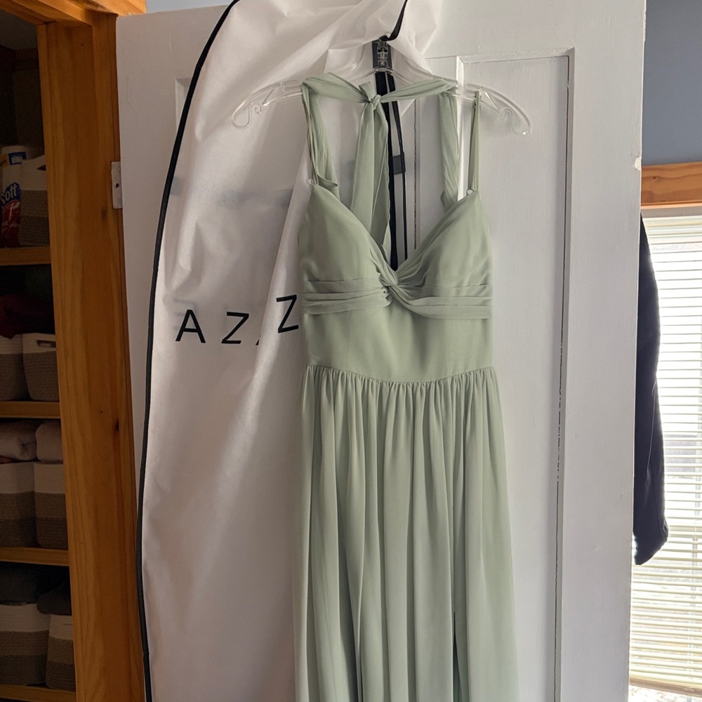 Azazie Light Green Backless Dress
